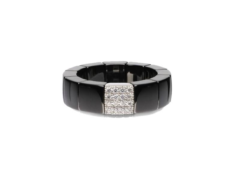 SCACCO RING  BLACK CERAMIC WHITE GOLD AND DIAMONDS ROBERTO DEMEGLIO 971N1DB